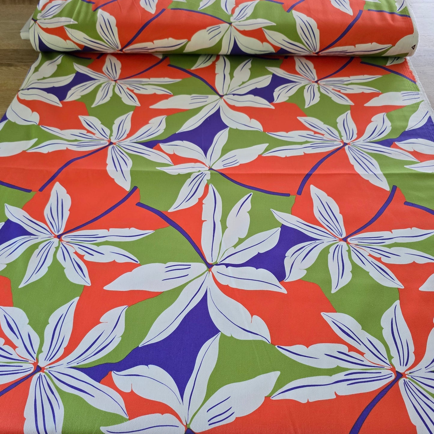 Hosenstoff, Baumwollsatin stretch, orange-lila, Sommerstoff, Meterware, Baumwolle, Elasthan, ab 50 cm