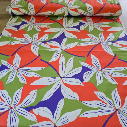 Hosenstoff, Baumwollsatin stretch, orange-lila, Sommerstoff, Meterware, Baumwolle, Elasthan, ab 50 cm