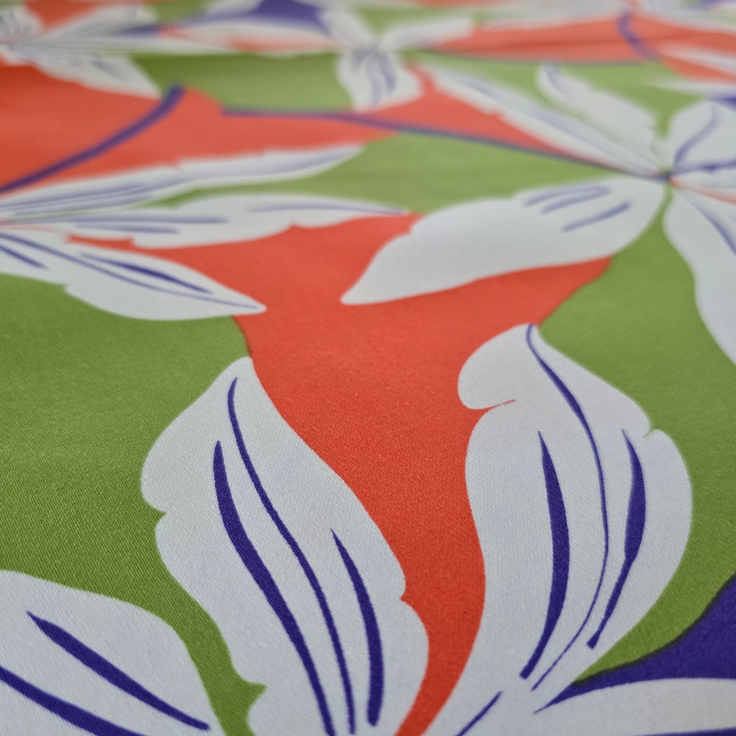 Hosenstoff, Baumwollsatin stretch, orange-lila, Sommerstoff, Meterware, Baumwolle, Elasthan, ab 50 cm
