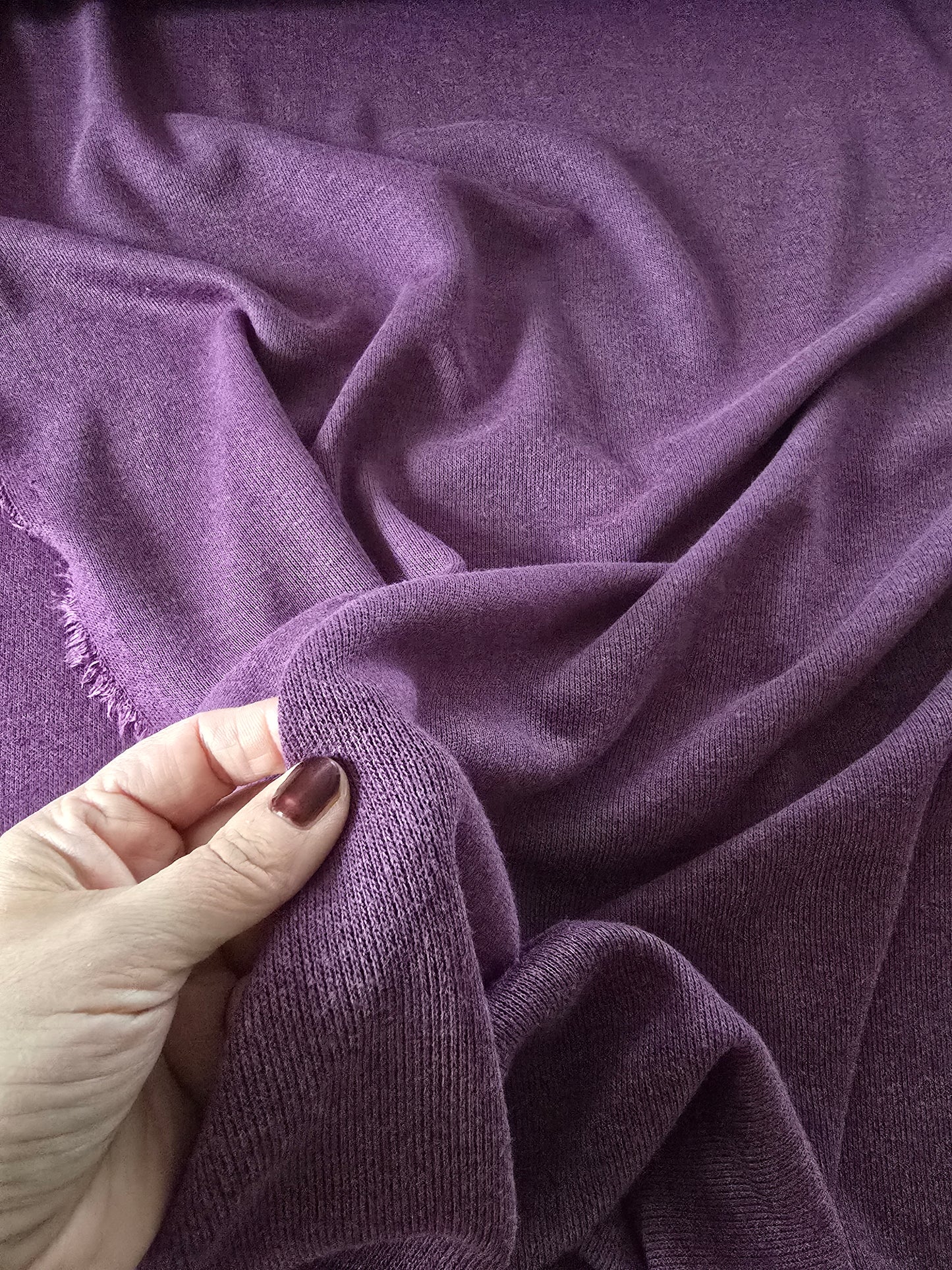 Viskose-Poly Mix- Strickstoff, Strick, herrlich weich, Aubergine/Mauve Herbst / Winterstoff, ab 50 cm