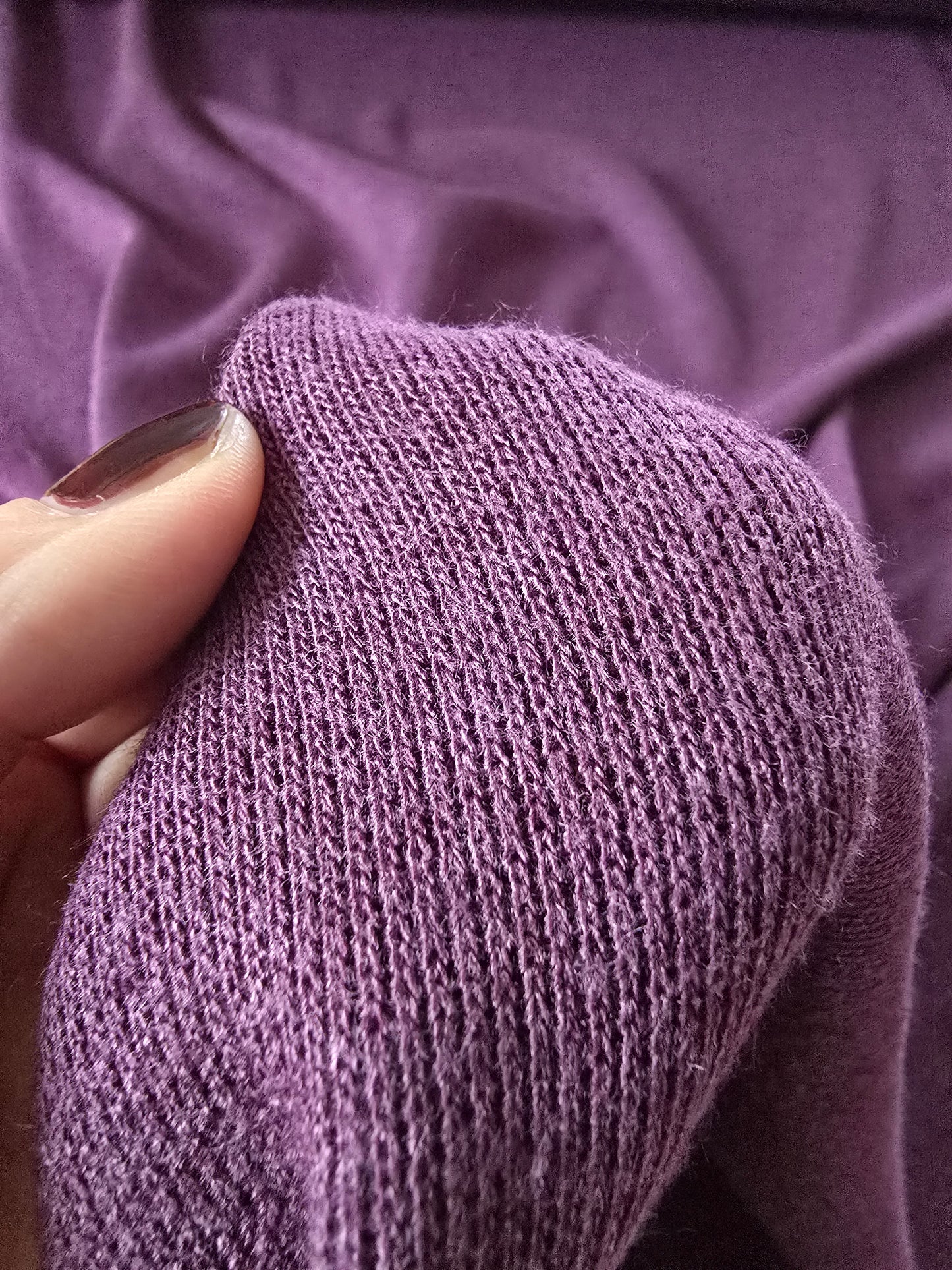 Viskose-Poly Mix- Strickstoff, Strick, herrlich weich, Aubergine/Mauve Herbst / Winterstoff, ab 50 cm