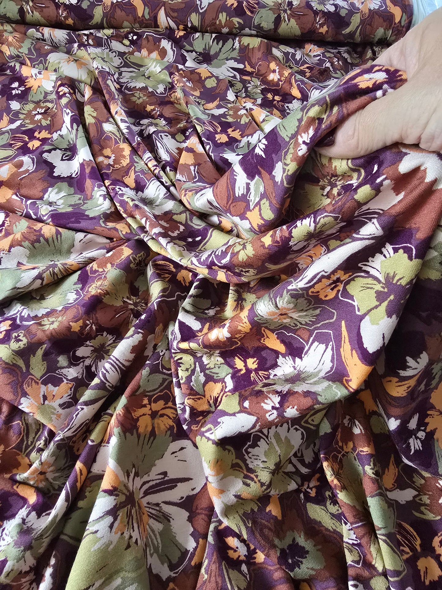 Viskose Interlock Jersey/ Vortex Jersey, hochwertiger Shirtstoff, Herbstblüten, ab 50 cm