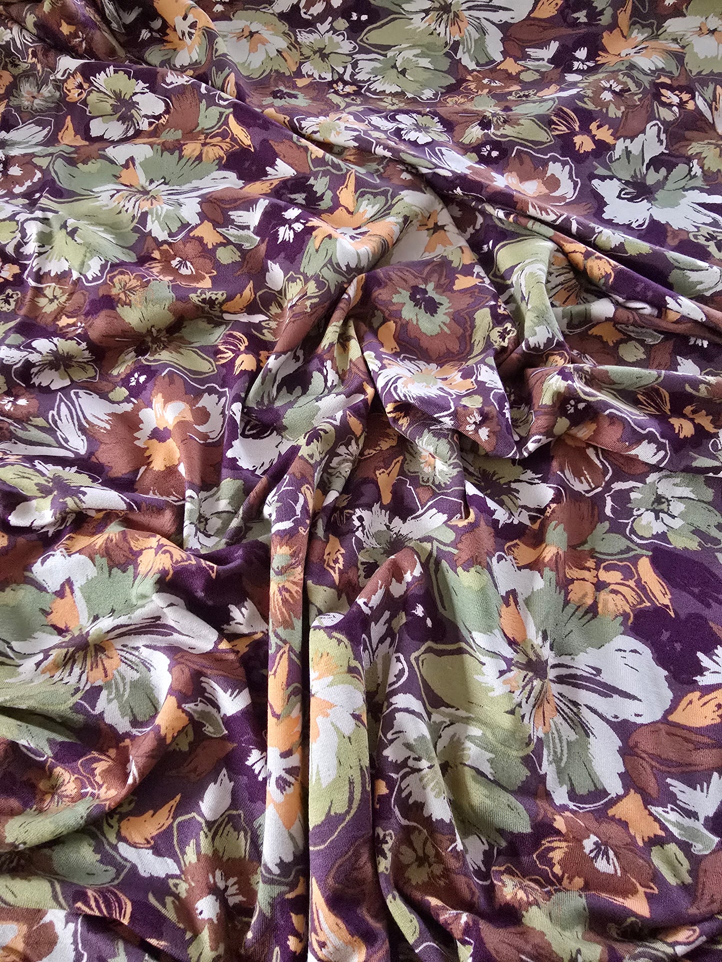 Viskose Interlock Jersey/ Vortex Jersey, hochwertiger Shirtstoff, Herbstblüten, ab 50 cm