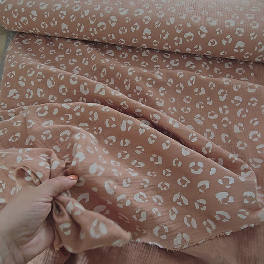 Musselin Stoff, Double Gauze, Leo-Print/ Panther