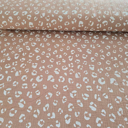 Musselin Stoff, Double Gauze, Leo-Print/ Panther