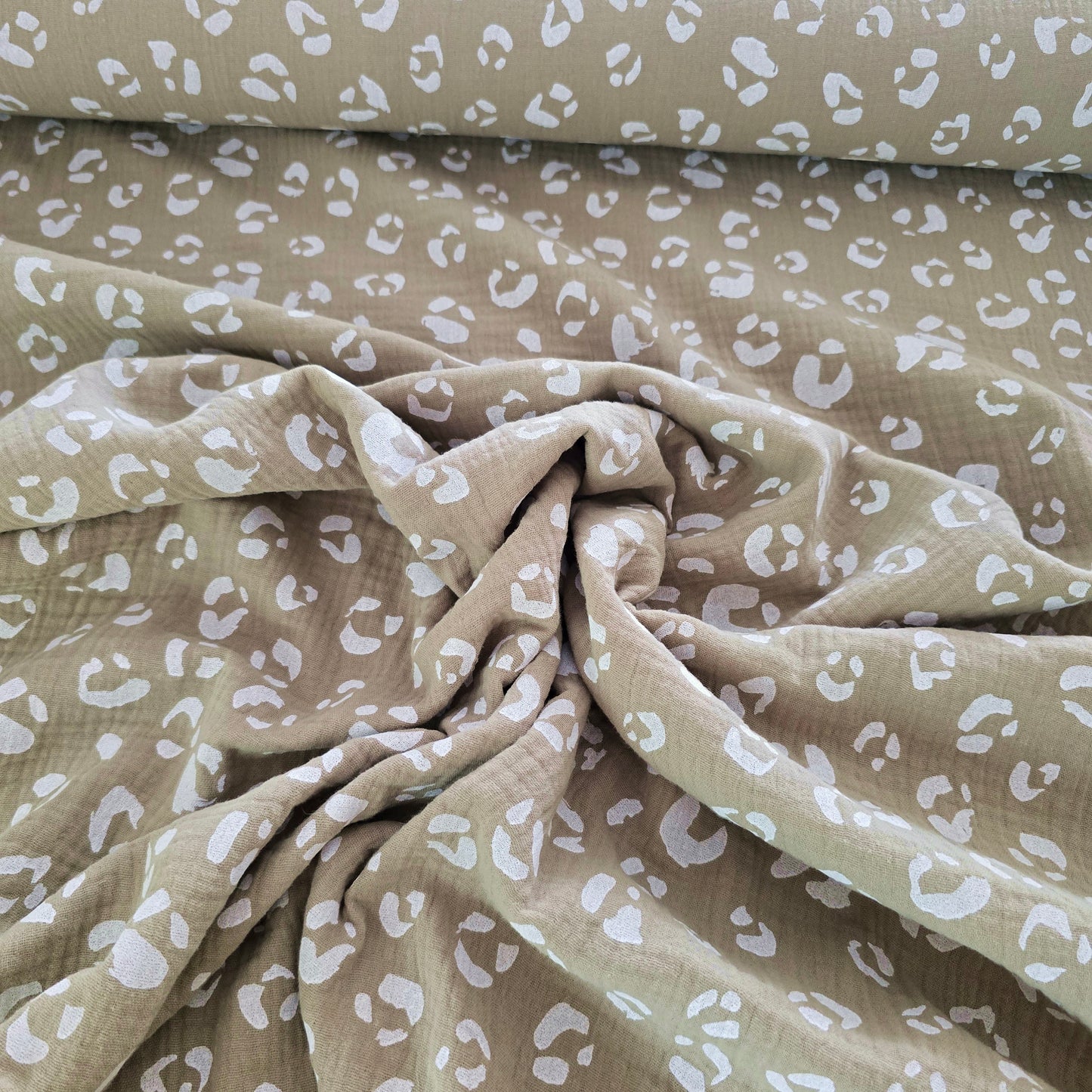 Musselin Stoff, Double Gauze, Leo-Print/ Panther