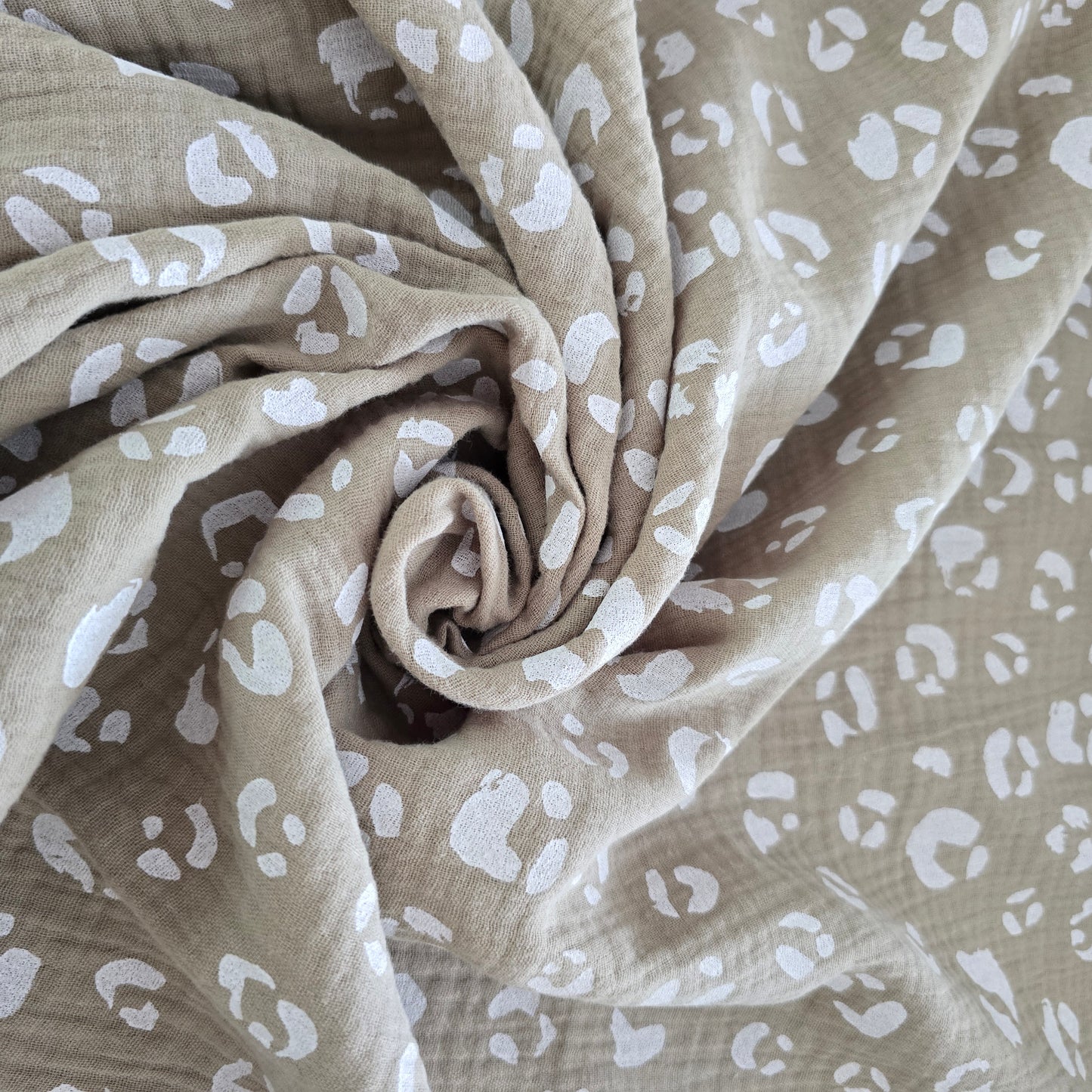 Musselin Stoff, Double Gauze, Leo-Print/ Panther