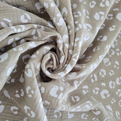 Musselin Stoff, Double Gauze, Leo-Print/ Panther