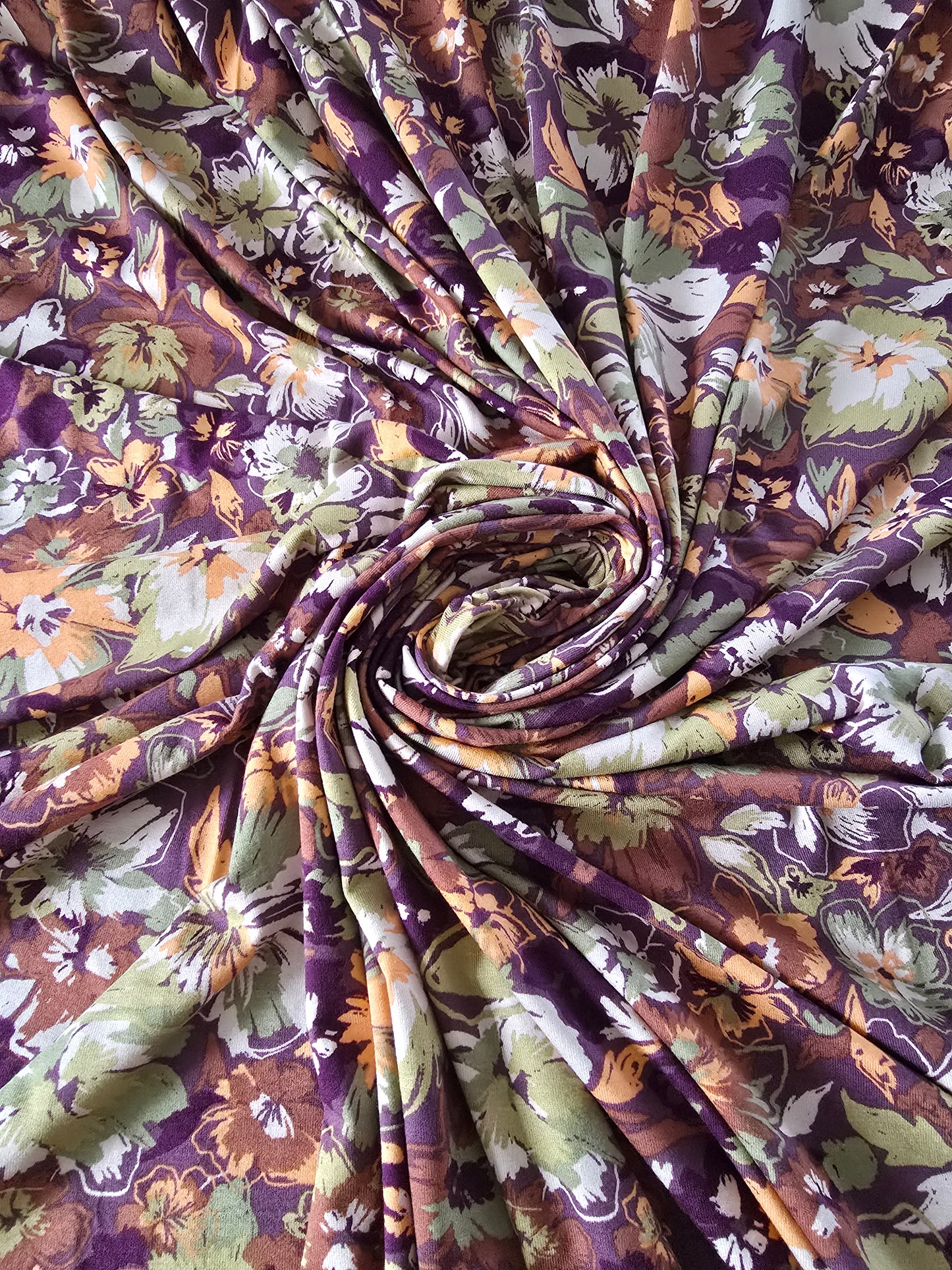 Viskose Interlock Jersey/ Vortex Jersey, hochwertiger Shirtstoff, Herbstblüten, ab 50 cm