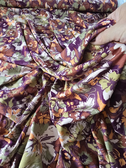 Viskose Interlock Jersey/ Vortex Jersey, hochwertiger Shirtstoff, Herbstblüten, ab 50 cm