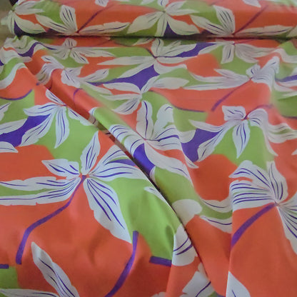 Hosenstoff, Baumwollsatin stretch, orange-lila, Sommerstoff, Meterware, Baumwolle, Elasthan, ab 50 cm